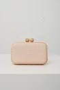 Clutch din lemn cu textura impletia bej