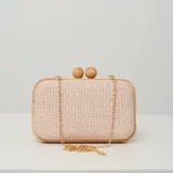 Clutch din lemn cu textura impletia bej